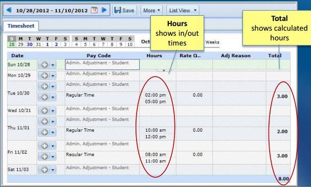 UD Time Viewing Your Timesheet From the WebClock page you will click Timesheet In this view you will be able to see: The clock in and out hours Total number of hours