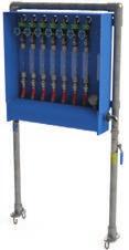 The 5 flowmeter variation is for circular pens, and bolts directly to the large pipe handrails of the circular pens.