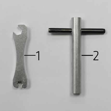 Figure 8. Adjustment Tools: 1. Spline Wrench Part Number: 511112 2. 1 4 Nut Driver Part Number: 511280 Figure 9. Do not turn spoke with spline wrench (Figure 8, #1).