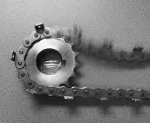 Adjust the distance between shafts to obtain the proper amount of slack. Replace the chain and sprocket with new chain and sprocket. Lack of or unsuitable lubrication.