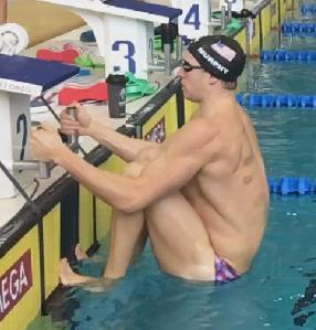 Swimmers that are comfortable enough and strong enough to grip the bar can pull up more, with the hips at the surface of the water or just above.