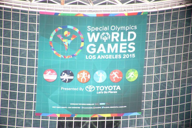 LA2015: SPORTS & VENUES The giant World Games banner atop the