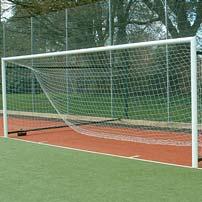 Folding Goal Posts Ideal for synthetic surfaces, the folding goal is easily wheeled by two people neatly back against a surround fence when not in use, allowing space and freedom for other sports.