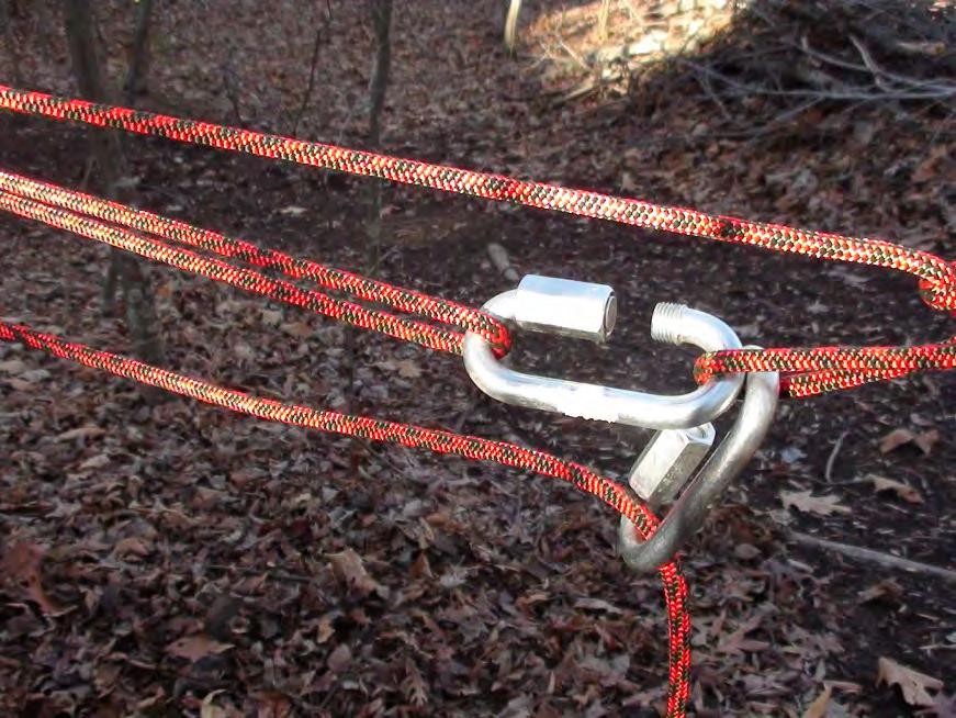 Step 9: Run the rope back and forth from the tree clip to