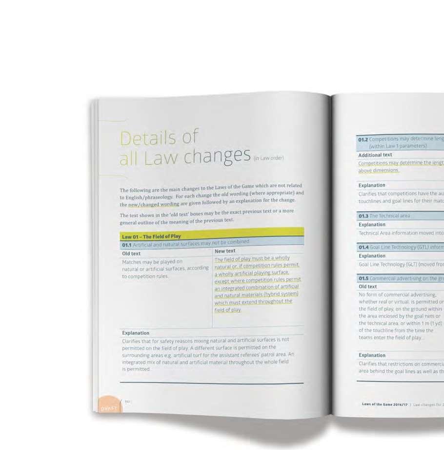 Law changes In keeping with the aim of making the Laws more easily understood and accessible, in addition to highlighting
