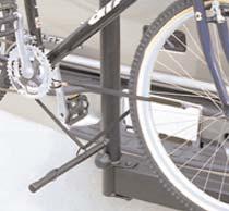 Bike arms rotate out of the way while transporting rack without the bikes.