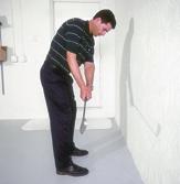 Remember, when the left arm is parallel to the ground, the shaft should have a slight tilt back not straight up, but not touching the wall.