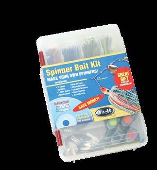 Included are 16 assorted color skirts, 10 ready-to-paint Arky Weedless jigs, 6 assorted paints (enough to paint 120 jigs.