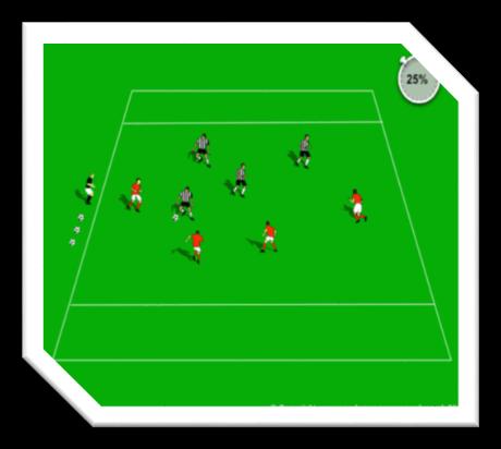 one ball between the two go to a gate and stand 5-10 yds apart then pass to each other between the cones. To score a point they must control the ball and then pass back. Players should use both feet.