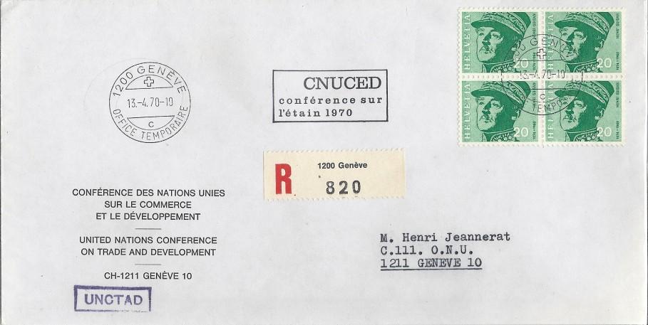 Service cover to IMFWashington, 2 Jul. 1974 Registered Philatelic cover on UNCTAD CC, 13 Apr.