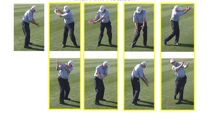 Half-swing with Arm Rotation The next fundamental of a sound golf swing is proper arm rotation.