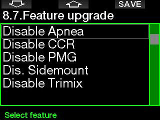 2.8.13 eature upgrade eatures that enhance your G2 s capabilities, but that are not initially enabled, are listed in this menu.