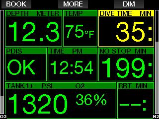 You can have one of 3 situations: When the calculated PDI stop is deeper than 8m/25ft, the G2 shows it on the display (middle-left window) and continues to do so until you reach the displayed depth