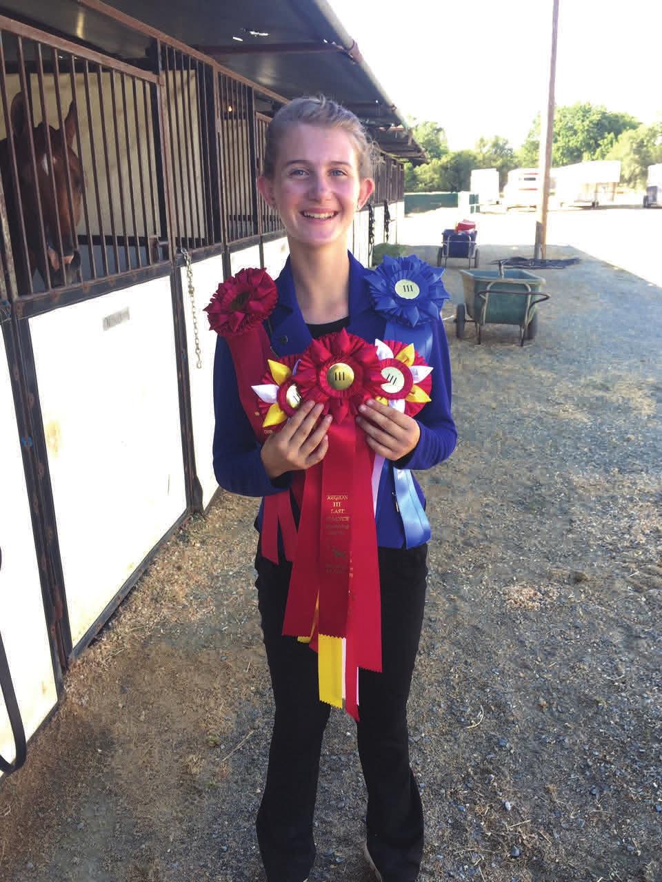 PAGE 2 RANCHO CALIFORNIA VOLUME 1, ISSUE 8 BRAGGING RIGHTS Geri and Jim Gnuse would like to recognize Kira Garrett for her outstanding showing at Region 3 Arabian Championships in Rancho Murieta this