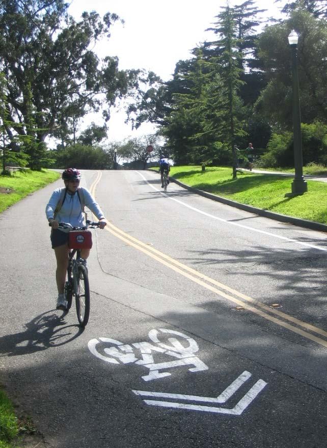 Hill or Narrow Street On hills, where downhill bike lanes are generally not desirable, or