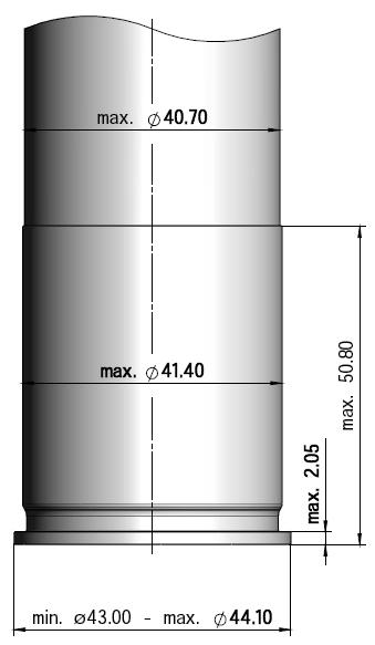 4. Compatible ammunitions Compatibility is limited by dimensions and maximum pressures. The critical dimensions are outlined in fig. 4.1.