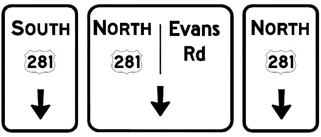 Figure 22: Overhead Signing on the Minor Street (Evans Rd) Approaching the Major Street (US-281) There is not a single standard for setting and signing for lane designations at an RCI.