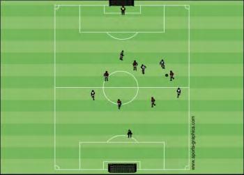 10. In this example the white goalkeeper is in a poor position.