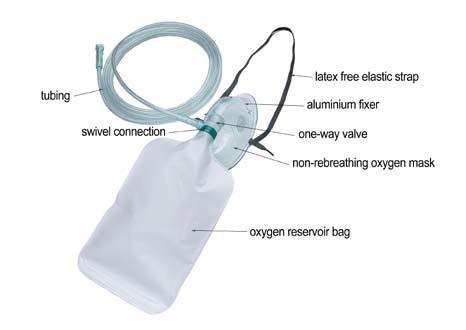 Aerosol Therapy High-Oxygen Concentration Masks Delivery of 99% - 100% oxygen concentration Oxygen reservoir and non-rebreathing valve Soft, transparent, odour free vinyl Aluminium fixer and latex