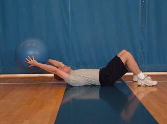 The Fold with Ball Start Transition Finish Lie on your back with your knees bent, feet flat on the floor. Now hold the ball in your hands over your head approximately one to two inches off the floor.