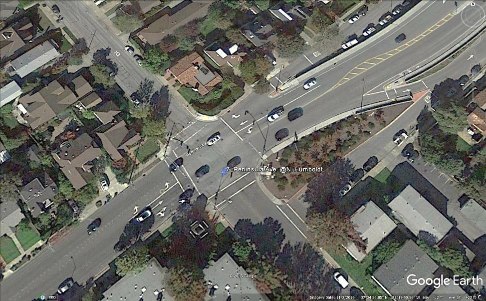 7 Peninsula at Humboldt Issue: Unique Neighborhood Concern (Westbound leg on Peninsula has left, through, right-turn lane configuration. Vehicles from frontage.