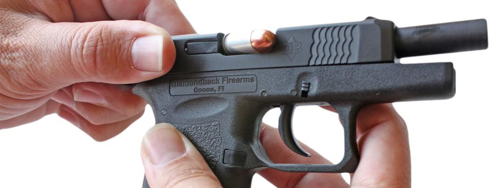 UNLOADING To unload a DB pistol, remove the magazine by pressing the magazine catch in and pulling it from the bottom of the grip, and pull the slide back quickly to extract