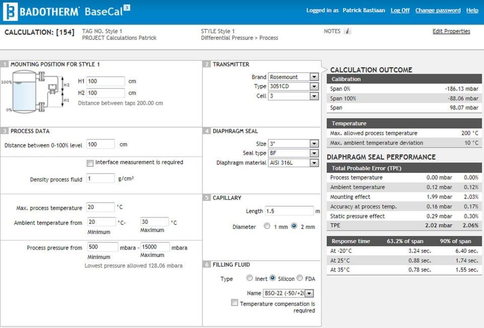 Case Study 3 Using BaseCal BaseCal is the web-based performance calculation tool for diaphragm seal applications, powered by Badotherm.