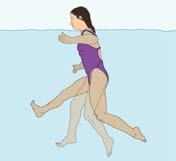 Start with your legs extended straight down and together. Bend your knees and draw your legs up so that your thighs are parallel to the bottom of the pool.