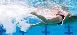6-6B As your hand passes your shoulder, let it lead the rest of your arm to the entry point. A flutter kick (a continuous, upward-and-downward kicking motion of the legs) is used in the front crawl.
