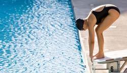 Before attempting any competitive racing start, you must be able to safely perform a shallow-angle dive from the deck.
