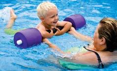 Dive rings and other sinking pool toys can help beginners practice submerging or underwater swimming. Kickboards help support the upper body and make it easier to breathe while practicing kicking.