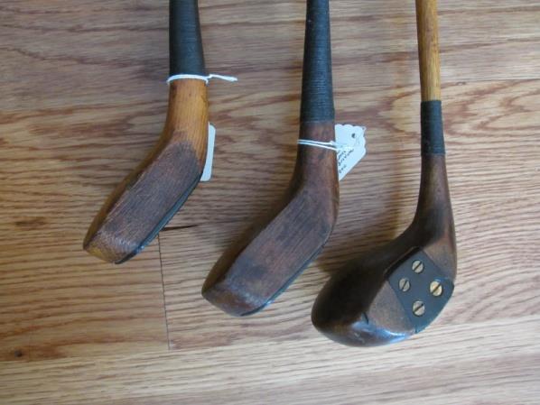 105. BGI, Driver #90 standard straight face, splice neck, with owners initials stamped in the original shaft, suede leather grip, in excellent condition.