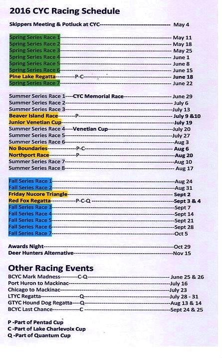 Race Schedule can also be
