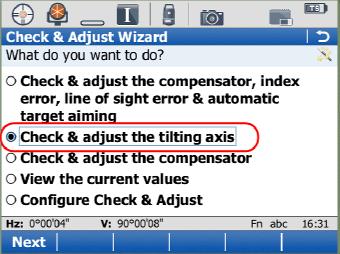 Performing Tilting Axis Adjustment Tilting Axis Adjustment You will now perform the Tilting Axis (a) adjustment the tilting axis error (a) is caused by the change between the mechanical tilting axis