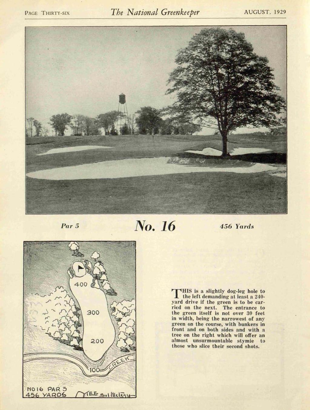 P AGE THIRTY -SIX The National Greenkeeper AUGUST, 1929 Par 5 No.