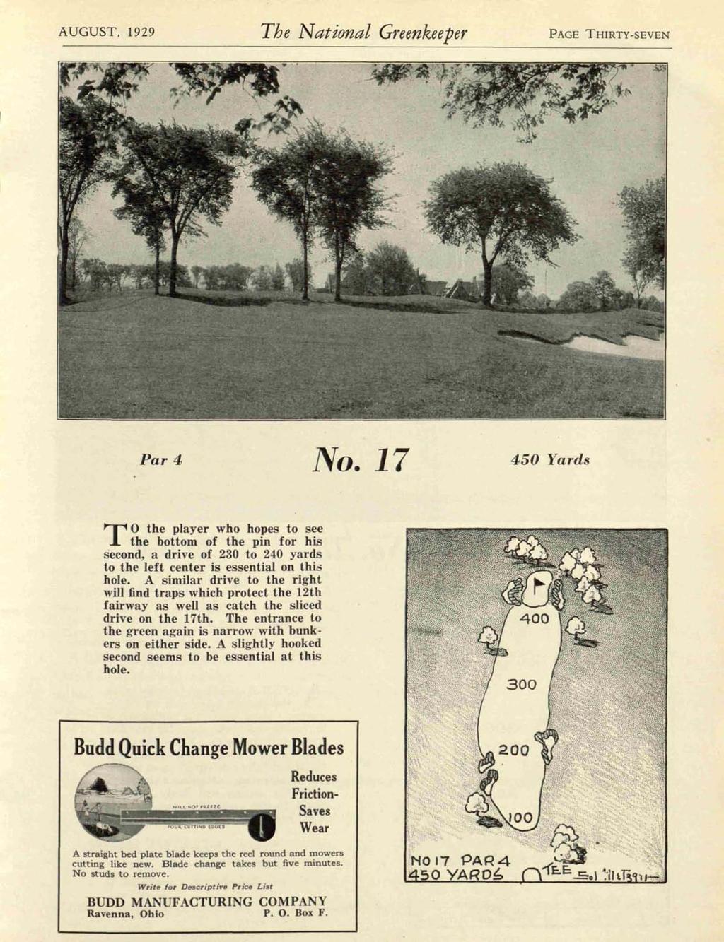 AUGUST, 1929 The National Greenkeeper PAGE THIRTY-SEVEN Par 4 No.