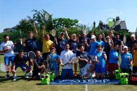 This unique adult tennis camp takes place on the grass and hard courts of