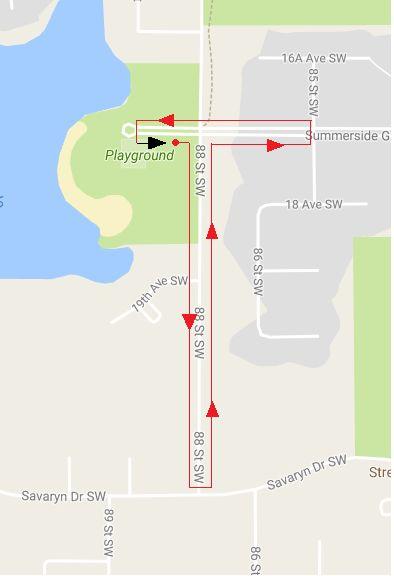 Youth/ Junior/ Semi Elite Run Course Junior/ Youth/ Semi Elite Run (3km) -- 2 laps Leaving T2, athlete will travel eastbound on Summerside Grande Blvd. Turn right to travel southbound on 88th St.