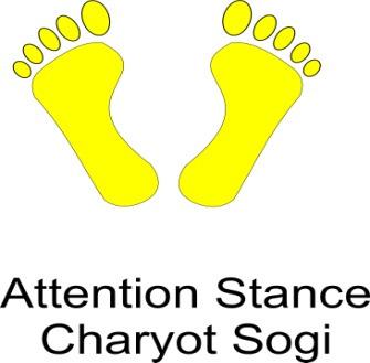 Attention Stance:- When the command Chariot (Attention) is given, bring both feet together and place your hands straight down at the sides.
