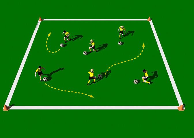 Week Two Drill Three Show me the Moves Exercise Objectives: This practice is designed to improve the player s technical ability when dribbling and running with the ball.