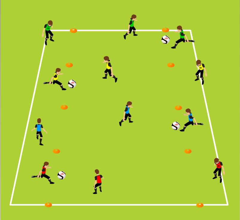 Week Six Warm Up Short Short Long Passing/Receiving Technique, Movement without the ball 2 lines of cones 20 yards (length) and 10 yards (width) increase/decrease based on ability and technique being