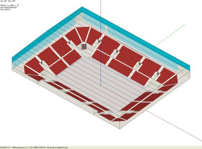 Fig.30. 3D model of the sports hall Varaždin. halls. This is even truer if a hall is used not only for sport events, but also for music events.