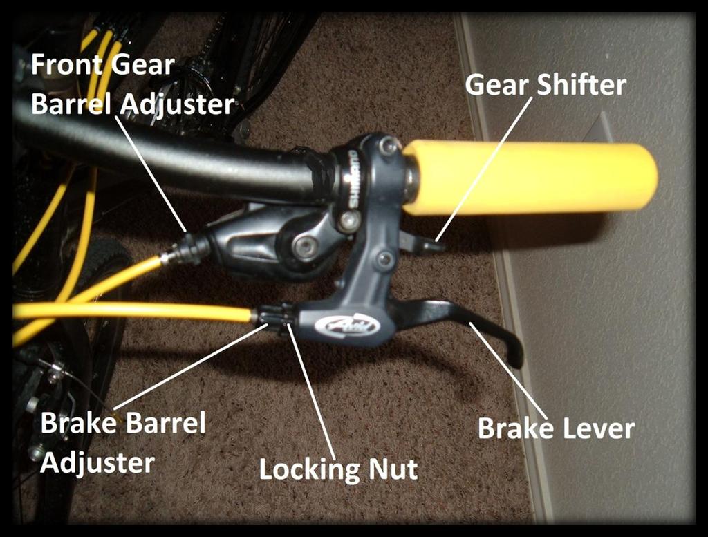 Chapter 3 21 (Fig. 7) 5. Locate the brake cable screw. (Fig. 8) Follow the brake cable down to the brake arm. 6. Loosen the screw. Turn counter clockwise using a 5 mm hex wrench. 7. Reassemble the brake arms.