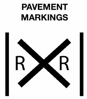 4. You can also find pavement markings that can help aid in recognizing the crossing. These markings consist of an X with the letters RR.