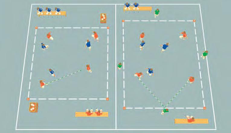 Small team games 1st game: 4 against 3 with many balls (left)