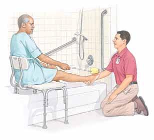 Bathig Gettig Ito ad Out of a Tub Shower With a Bech/Chair Make sure the bech is set i the tub. It should ot move whe you sit dow ad get up. Have all of your supplies close.