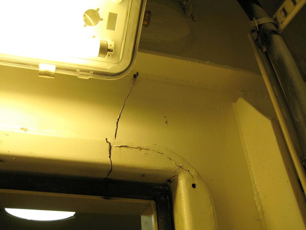 Figure 1: 3.4 Openings in longitudinal bulkhead a fracture in way of a door frame Downflooding ducts Downflooding ducts are fitted in order to meet the SOLAS damage stability criteria.