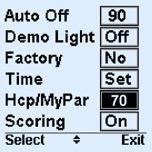 MyPar Scoring Option (cont.) FOR SG5 To activate the HCP / MyPar Scoring Option: 2. Select Preferences. 3. Use the Scroll Pad to scroll down to HCP/MyPar and press the Left Soft Key under Select (Fig.