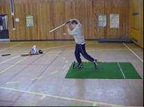 Your leading shoulder, side and front elbow should point towards the balls flight.