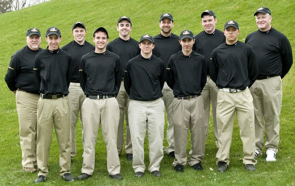 The 2010 Rhode Island College Spring Men's Golf Team (Left to Right): Assistant Coach Gene St.